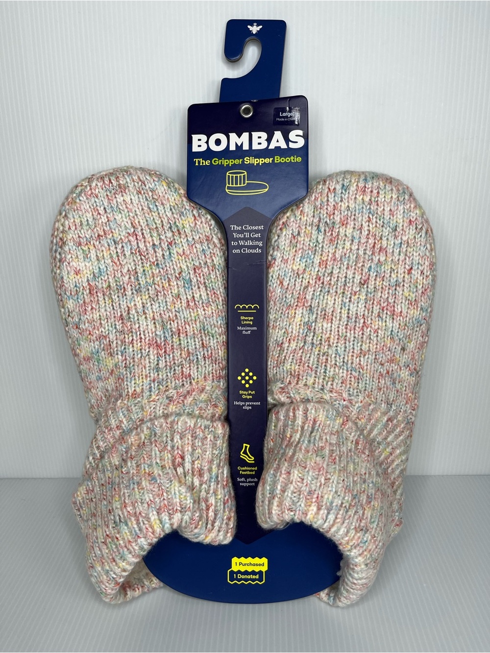 Bombas The Gripper Slipper Booties Sherpa Lined Cushioned Creme Size Large Cozy